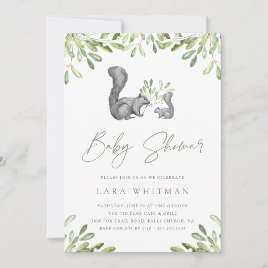 Woodland Eekhoorn Alles in Een Baby shower Kaart (Voorkant)