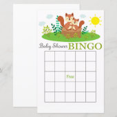 Woodland eekhoorn babyshower bingo (Voorkant / Achterkant)
