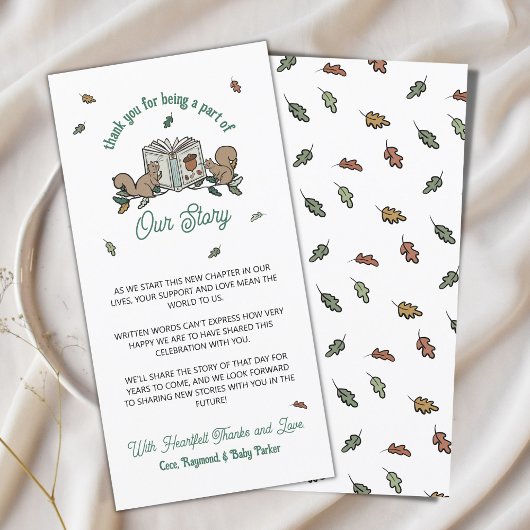 Woodland Eekhoorns Boek Baby shower Dank u Kaart