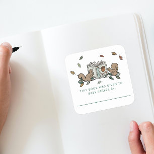 Woodland Eekhoorns Storybook Baby Bookplates Vierkante Sticker