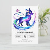 Woodland eenvoudige wolf digitale meisje verjaarda kaart (Staand voorkant)