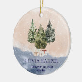 Woodland eerste kerst met geboortefoto keramisch ornament (Links)