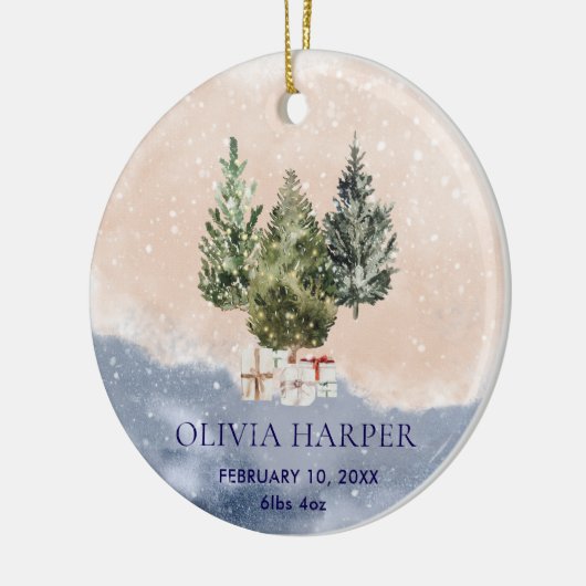 Woodland eerste kerst met geboortefoto keramisch ornament (Links)