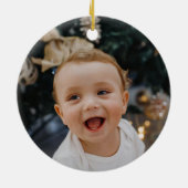 Woodland eerste kerst met geboortefoto keramisch ornament (Achterkant)