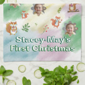 Woodland eerste kerstfoto babydeken theedoek (Gevouwen)