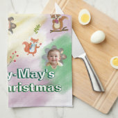 Woodland eerste kerstfoto babydeken theedoek (Quarter Fold)