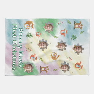 Woodland eerste kerstfoto babydeken theedoek