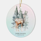 Woodland eerste kerstfoto en geboortedatum keramisch ornament (Links)