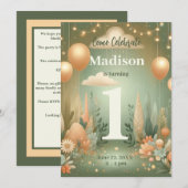 Woodland eerste verjaardag kaart (Voorkant / Achterkant)