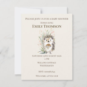 Woodland Egeltje Baby Shower Uitnodiging