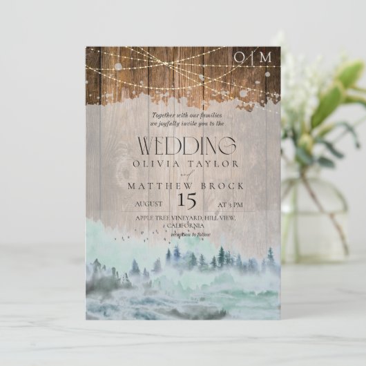 Woodland Elegant Rustiek Huwelijk Kaart (Staand voorkant)