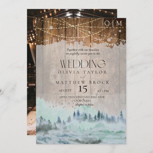 Woodland Elegant Rustiek Huwelijk Kaart (Voorkant / Achterkant)