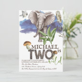 Woodland Elephant Waterverf tweede verjaardag Kaart (Staand voorkant)