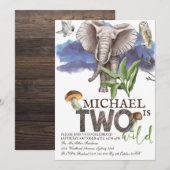 Woodland Elephant Waterverf tweede verjaardag Kaart (Voorkant / Achterkant)