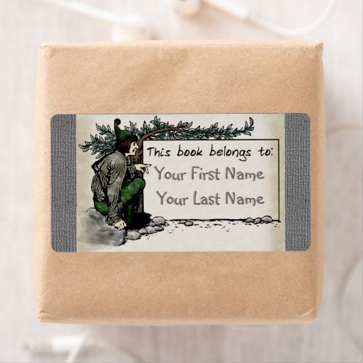 Woodland Elf (gepersonaliseerde boekenplaat) Etiket (Insitu)