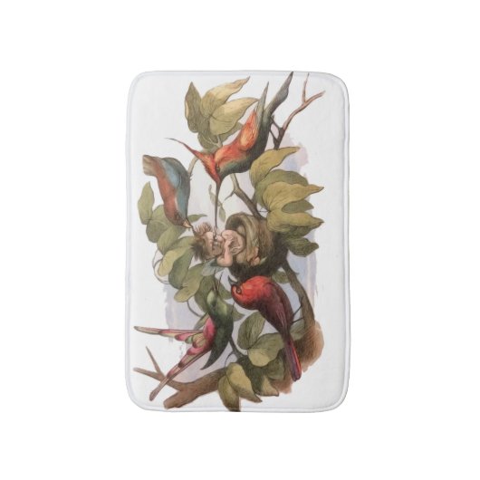 Woodland Elf in Nest: Antiek Bird Sprite Fairy Badmat (Voorkant Verticaal)