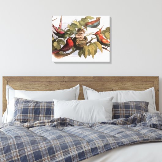 Woodland Elf in Nest: Antiek Bird Sprite Fairy Canvas Afdruk (Insitu (Slaapkamer))