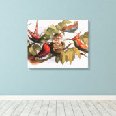 Woodland Elf in Nest: Antiek Bird Sprite Fairy Canvas Afdruk (Insitu (Houten vloer))