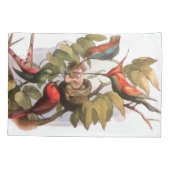 Woodland Elf in Nest: Antiek Bird Sprite Fairy Kussensloop (Achterkant)