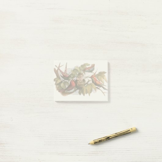 Woodland Elf in Nest: Antiek Bird Sprite Fairy Post-it® Notes (Op bureau)