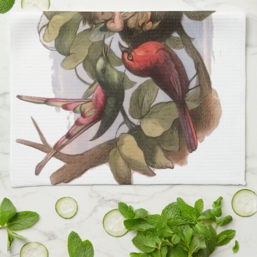 Woodland Elf in Nest: Antiek Bird Sprite Fairy Theedoek (Gevouwen)