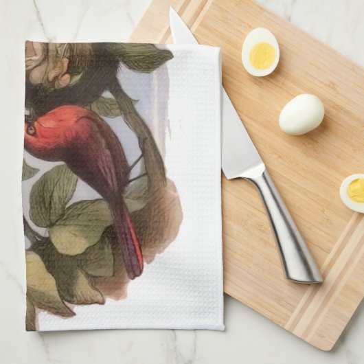 Woodland Elf in Nest: Antiek Bird Sprite Fairy Theedoek (Quarter Fold)