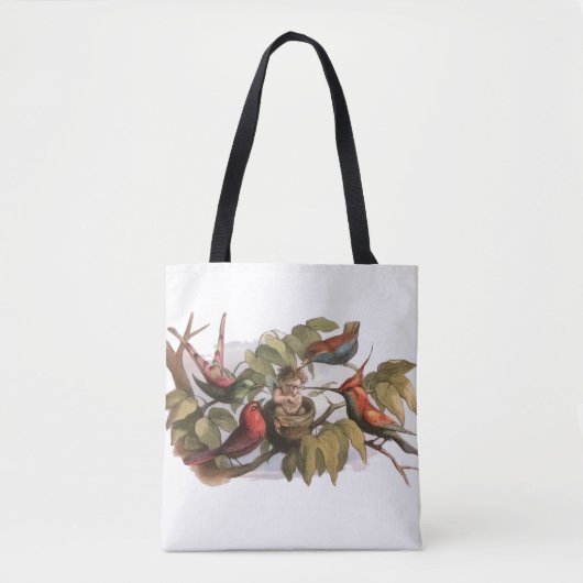 Woodland Elf in Nest: Antiek Bird Sprite Fairy Tote Bag (Voorkant)