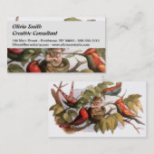 Woodland Elf in Nest: Antiek Bird Sprite Fairy Visitekaartje (Voorkant / Achterkant)