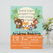 Woodland en Fox Baby shower Invitation Kaart (Staand voorkant)