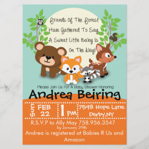 Woodland en Fox Baby shower Invitation Kaart