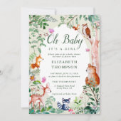 Woodland Enchanted Bossen Animals Schattige Baby s Kaart (Voorkant)