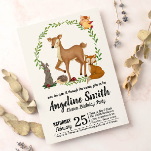 Woodland Enchanted Forest Birthday Invitation Kaart
