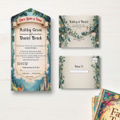 Woodland Enchanted Forest Castle Sprookjeshuwelijk All In One Uitnodiging