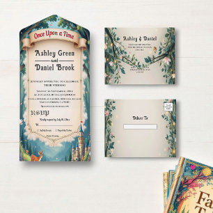 Woodland Enchanted Forest Castle Sprookjeshuwelijk All In One Uitnodiging