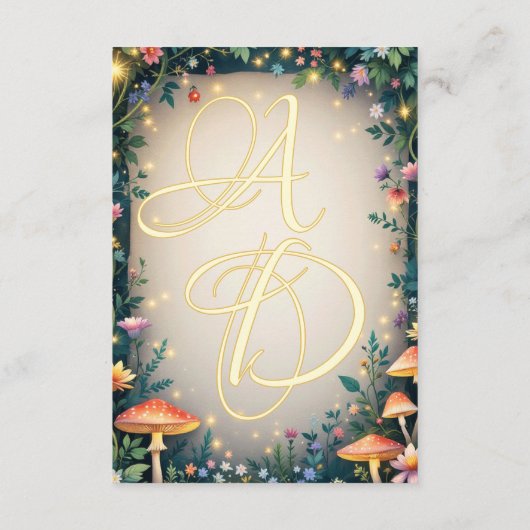 Woodland Enchanted Forest Castle Sprookjeshuwelijk Informatiekaartje (Achterkant)