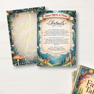 Woodland Enchanted Forest Castle Sprookjeshuwelijk Informatiekaartje
