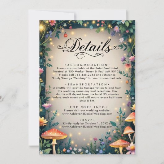 Woodland Enchanted Forest Castle Sprookjeshuwelijk Kaart (Achterkant)