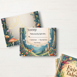 Woodland Enchanted Forest Castle Sprookjeshuwelijk RSVP Kaartje
