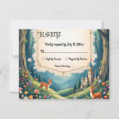 Woodland Enchanted Forest Castle Sprookjeshuwelijk RSVP Kaartje (Voorkant)