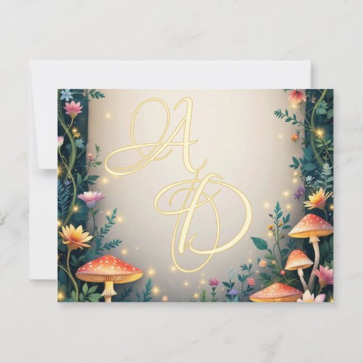 Woodland Enchanted Forest Castle Sprookjeshuwelijk RSVP Kaartje (Achterkant)