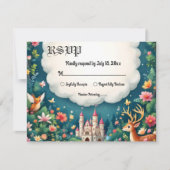 Woodland Enchanted Forest Castle Sprookjeshuwelijk RSVP Kaartje (Voorkant)