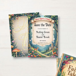 Woodland Enchanted Forest Castle Sprookjeshuwelijk Save The Date