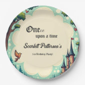 Woodland Enchanted Forest Sprookje 1e verjaardag Papieren Bordje (Voorkant)