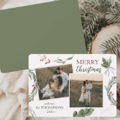 Woodland Enchanted Forest Waterverf Kerstmis Feestdagenkaart