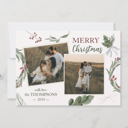 Woodland Enchanted Forest Waterverf Kerstmis Feestdagenkaart (Voorkant)