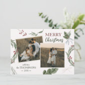 Woodland Enchanted Forest Waterverf Kerstmis Feestdagenkaart (Staand voorkant)