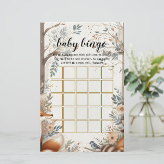 Woodland Enchantment baby shower bingogame