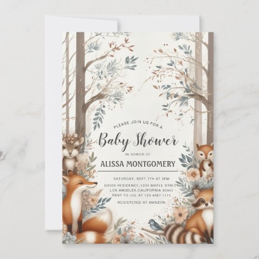 Woodland Enchantment-baby shower Kaart (Voorkant)
