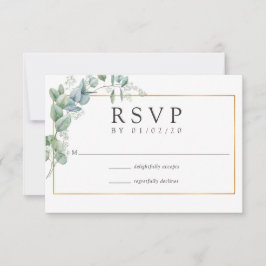Woodland Eucalyptus Forest Greenery Wedding RSVP Kaartje