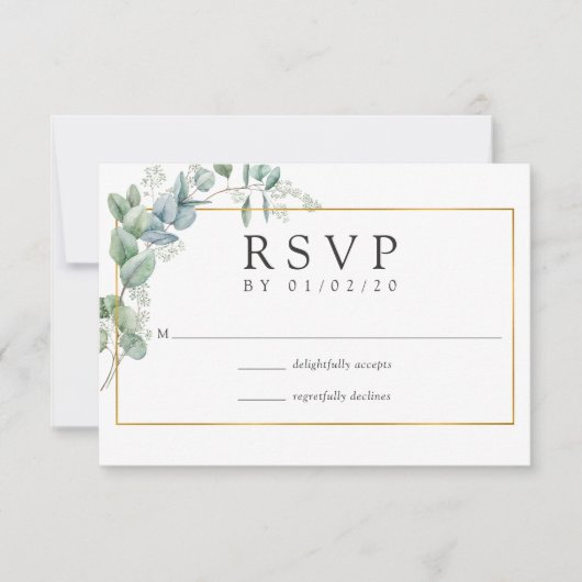 Woodland Eucalyptus Forest Greenery Wedding RSVP Kaartje (Voorkant)